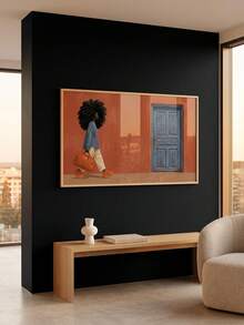 قطعة واحدة لوحة جدارية قماشية بدون إطار بنص "Hello"، طباعة حرف "Hello" بخط هندسي حديث، تصميم بسيط باللونين الأسود والأبيض، مناسبة للمدخل وغرفة المعيشة وغرفة النوم - 111 - مشاهدة 3