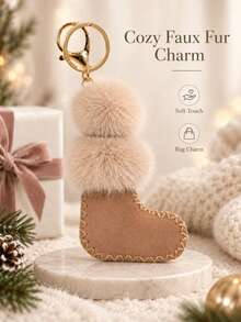 Autumn/Winter New Cute Fashion Personalized Pom Pom Christmas Sock Pendant Mini Boots Charm Fashion Versatile Keychain Designer Style Suitable For Girls Gift - Multicolor - View 5