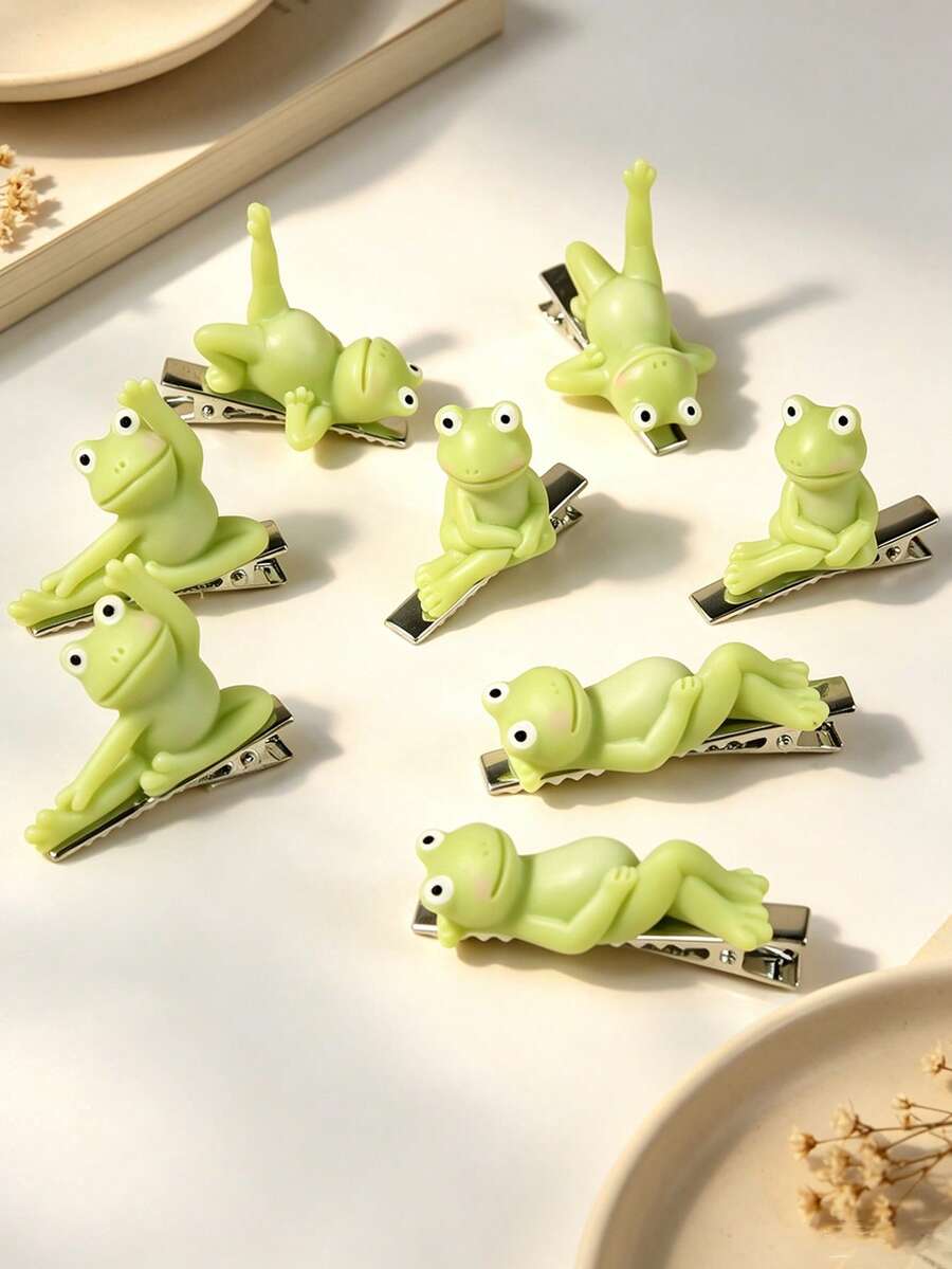 2pcs Cute Cartoon Frog Hair Clips For Women, Funny Hair Accessories, Suitable For Daily Use, Gift Choice - Multicolor - View 1