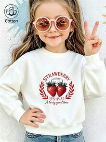 Girls' Cute Printed Drop-Shoulder Round-Neck Long-Sleeve Casual Sports Sweatshirt - White - View 9