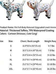 Waterproof Four-Legged Dog Raincoat, Full Coverage All-In-One Pet Rain Poncho, Anti-Dirty Puppy Protective Clothes For Bichon Small Dogs Rainy Day Outdoor Walking - Multicolor - View 2