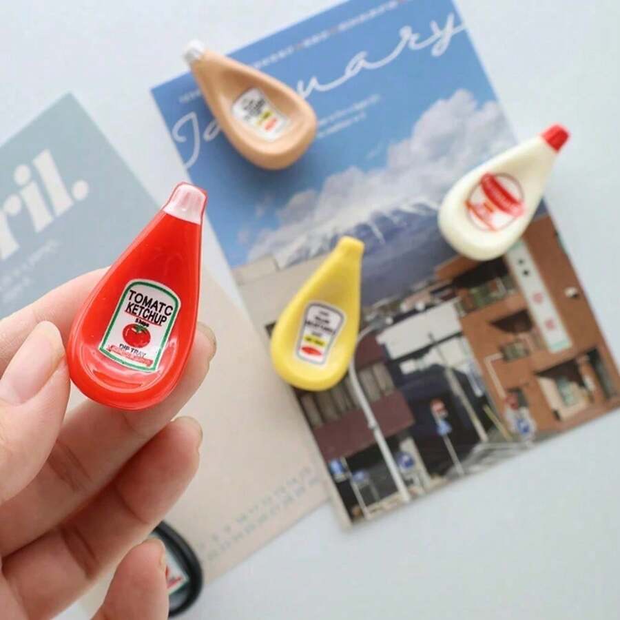 5/10pcs Creative Sauce Bottle Fridge Magnets, Resin Material Tomato Ketchup Mustard Fridge Magnets, Suitable For Kitchen Decoration, Kitchen Essentials, Room Decor, Office Desk Accessories And Home Decor, Birthday, Party Gifts
