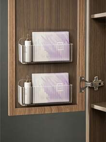 1pc Transparent Wall-Mounted Storage Box, Multi-Functional Organizer For Phone, Remote Control, Glasses, Cosmetics And Skincare Products. Suitable For Bedside, Bedroom, Bathroom, Toilet And Kitchen. Home Storage Essential - Multicolor - View 6