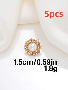 5pcs Luxury Round Pearl Rhinestone Inlaid Zinc Alloy Buttons, Decorative Sewing Fasteners For Suit, Overcoat, Garment DIY Decoration - Multicolor - View 19