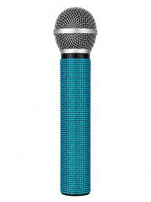 1pc Realistic Rhinestone Microphone Prop, Glossy Microphone Decor For Home Bar, Party Gift, Speech Practice Prop - AA - View 7
