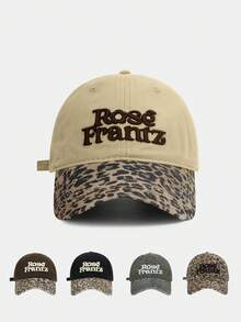1pc Men's Leopard Print Baseball Cap, Vintage Washed Embroidered Soft Top Hat, Casual Adjustable Fashion Trucker Cap, Y2K Street Style Sun Hat - Vertical Letter Double Embroidery - View 8