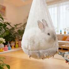 2pcs Set (Includes 1 Random Color Scissors And 1 Mesh Bag): Rabbit Nail Trimming Mesh Bag With Scissors, Rabbit Anti-Scratch Anti-Bite Restraint Bag, Pet Nail Trimming Protective Mesh Cover, Portable Rabbit Grooming Supplies - Multicolor - View 3