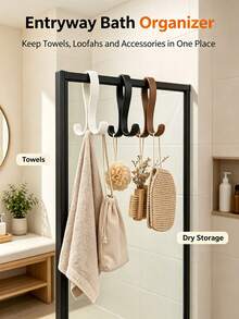3/1pc Double-Sided Shower Door Hook, Bathroom Storage Rack, Suitable For Towels, Bath Balls, Underwear, Bath Brushes - Multicolor - View 4