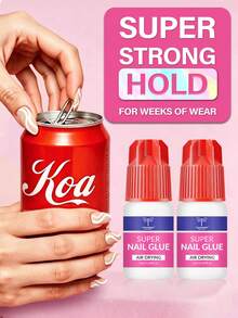 COLOURSMILE Super Strong Nail Glue, 1/2/3 Bottles/Set, Fast Drying Nail Adhesive, Waterproof & Long Lasting, Suitable For False Nails, Essential Item - Clear - View 2