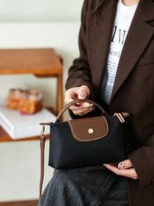Mini Dumpling Handbag Lightweight Crossbody Bag Versatile Small Daily Bag, Nylon / Oxford Cloth, Lightweight, Waterproof, Durable, Top Zipper + Flap Snap Button, Perfect For Short Trips, Grocery Shopping, Coffee Dates, Commuting - Multicolor - View 9