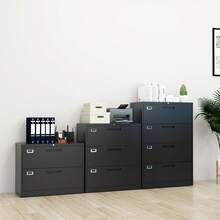 Archivador Lateral de Metal Negro 40.1x89.9x72.9 cm |   Gabinete de 2 Cajones Grandes con Cerradura para Colgar Archivos |   Compatible con Carta Legal F4 y A4 para Oficina |   Fácil de Armar - Negro - Ver 2