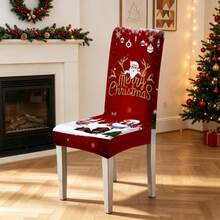 1/2/4/6pcs Christmas Themed Chair Covers, Dining Chair Seat Protector, Removable And Washable - Multicolor - View 8
