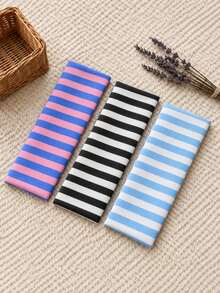 1/3 Pieces Set: Elegant & Cute Striped Wide Headband For Women – Stretchy, Everyday Accessory For Yoga, Face Washing, And Sports - Multicolor - View 6