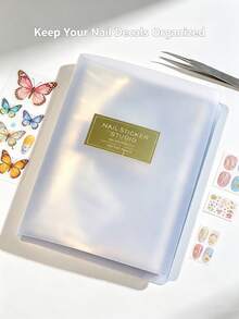 1 cuốn sổ lưu trữ sticker nail art trong suốt, 20 trang, 80 ngăn, hai mặt, ngăn đôi, hộp đựng phụ kiện nail art, phù hợp cho làm nail DIY tại nhà và tiệm nail chuyên nghiệp - Trong sáng - Xem 2