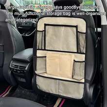 1pc Car Storage Hanging Bag, Car Seat Back Storage Pouch, Simple Portable Large Capacity Organizer, Black/Khaki/Rose Red Multiple Colors Available - A - View 6