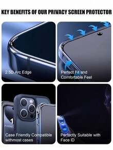 4 Packs-Anti-Peeping Phone Screen Protector, Side-Entry Anti-Peeping Invisible Area, Other Areas Clearly Visible, Made Of Tempered Glass Base Material, Effectively Resists Daily Bumps And Scratches, Surface Waterproof And Anti-Fingerprint, Full Coverage Design, Precise Cutouts Without Obstruction. Compatible With IPhone UItra/18promax/18pro/18/17e/17 Pro Max/17 Pro/17Air/17 - Black - View 8