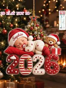 Personalized "First Christmas" Ornament -- 2026 Customizable Name Ornament -- Christmas Keepsake -- New Parents Gift -- Holiday Decoration/Hanging Ornament - Multicolor - View 2