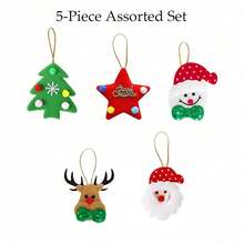 5/10pcs Cute Christmas Tree Hanging Ornaments, Santa Claus Snowman Reindeer Snowflake Decorations, Holiday Atmosphere Decor, With Hanging Rope, Baby Room Decoration - Multicolor - View 8