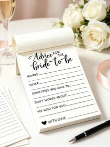 1/2/4pcs Bride-To-Be Advice Cards, Bridal Shower Advice Notes, Wedding Guest Book, Bridal Shower Game Supplies - one-size - View 1