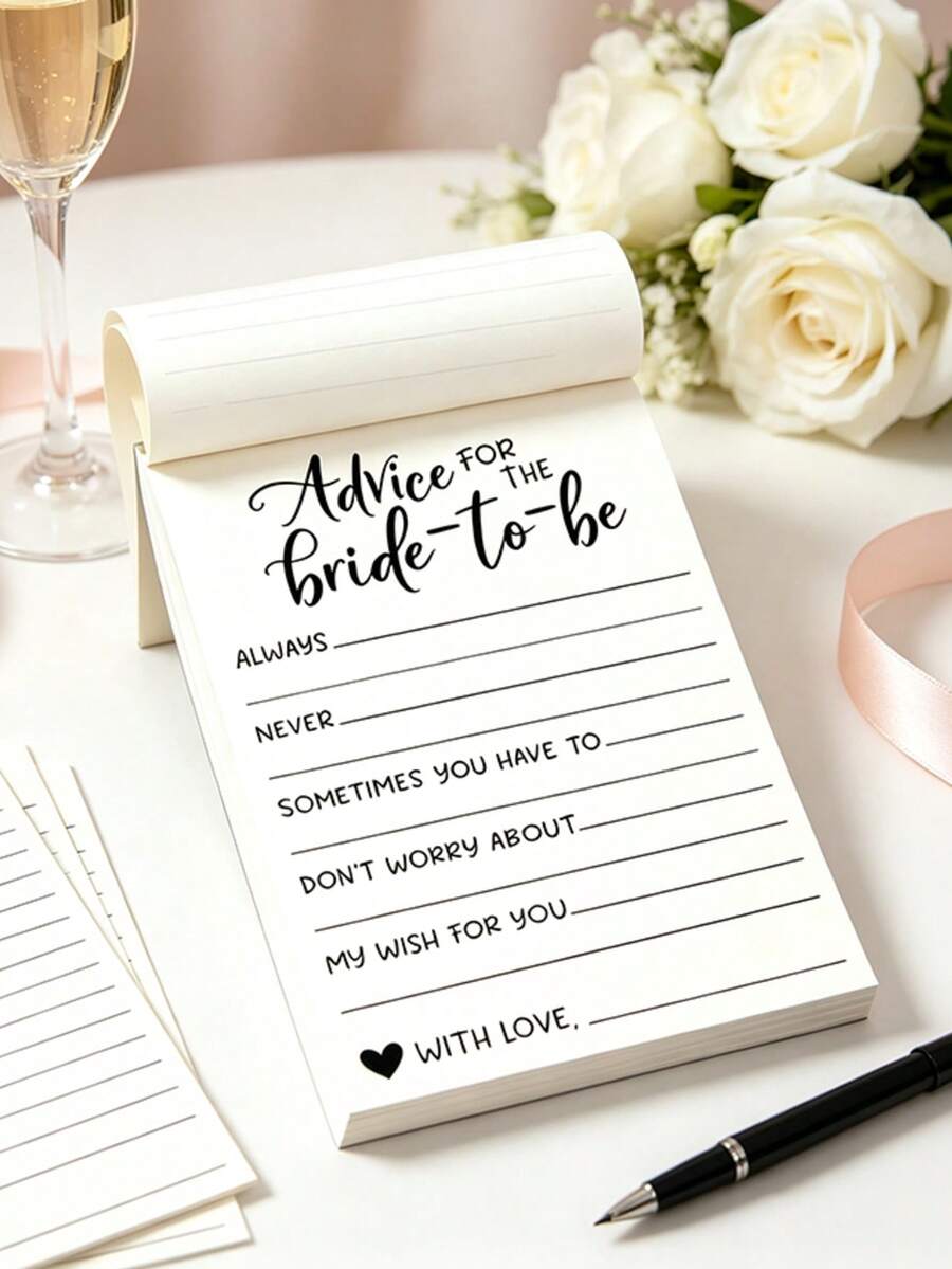 1/2/4pcs Bride-To-Be Advice Cards, Bridal Shower Advice Notes, Wedding Guest Book, Bridal Shower Game Supplies - one-size - View 1