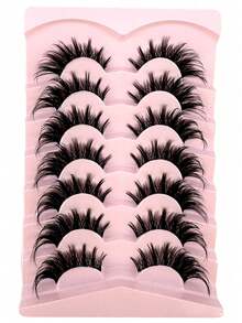 7 Pairs 3D Faux Mink One-Piece Dense False Eyelashes - Black - View 3