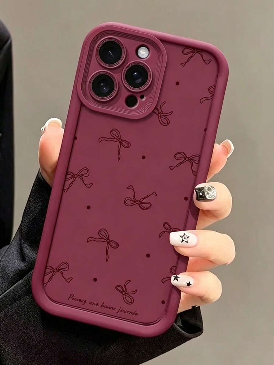 Phone Case - Adorable Christmas-Themed Phone Case, Shockproof Mobile Protection Cover, Compatible With Compatible With Iphone 11 12 13 14 15 16 17 18 Pro Max Pro Plus Series - Stylish And Creative Design For A New Phone Case - Burgundy - View 1