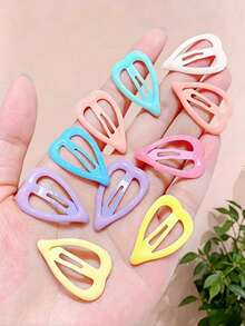 10/30/60pcs/Set Sweet Pink & Purple Heart Hair Clips, Cute Hair Accessories - Suitable For Women's Daily Use, Random Colors - Multicolor - View 3