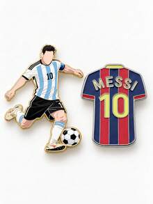 FIFA 8pcs Football Player & Jersey Brooch Set, Messi, Ronaldo, Neymar, Haaland Zinc Alloy Metal Lapel Pin Set, Suitable For Backpack, Jacket, Clothing, Bag, Football Fan Gift - Multicolor - View 11