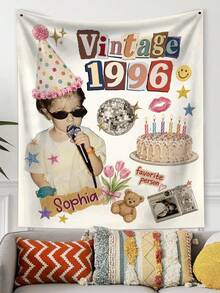 Personalized Vintage 30th Birthday Party Backdrop, Customized Childhood Photo Disco Birthday Party Background, Birthday Tapestry Party Decoration - Multicolor - View 6