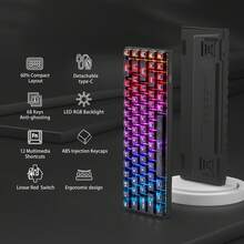 MageGee -BOX Wired Mechanical Keyboard, RGB Backlit, 60% 68 Keys, Mini Design, Translucent Keycaps, Red Switch Gaming Keyboard, Suitable For PC/Laptop/Gaming/Office/Gift - View 3