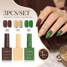 3pcs 15ml Gel Nail Polish Set, Matching Color Bottles, Glossy 3 Color Gel For Women, DIY Nail Art & Home Manicure, Spring Summer Fall Winter Nails, All-Season Nail Color Collection For Daily Use, At-Home Manicure And Nail Styling - Multicolor - View 5