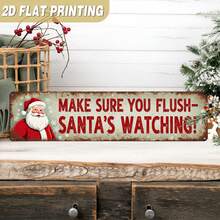 2D Flat, 1pc, Vintage "Make Sure Santa Is Watching!" Metal Sign Christmas Decor, Rustic Style Wall Decoration, Suitable For Bathroom, Christmas, Holiday Season, Home, Office, Decorative Sign (Random Style) - A - View 8