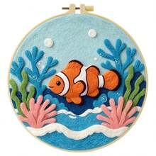 20x20cm/7.9x7.9 Inch DIY Needle Felting Starter Kit,Wool Felt,Marine Animals Theme Includes Instruction Manual,Embroidery Frame,Stamping Needle,Foam Padding,Wool And Felt,Handicraft Embroidery For Home Decoration,Suitable Gift For Special Occasions - Marine Animals Theme - View 14
