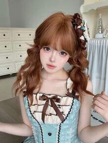alicegarden 26-Inch Long Synthetic Wig Featuring A Natural Wavy Style In A A Stunning Rust Brown. Designed With Bangs , This False Hairpiece Is Perfect For Ms Daily Party Cosplay Use, Offering A Natural And Natural Durable Wig Gift For Ladies. (No Accessories) - Rust Brown - View 4