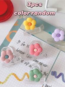 5/3/1pcs Macaron Colorful Flower Shaped Cartoon Transparent Clips, Cute Elegant Style Flower Transparent Side Clips, Multi-Functional Paper Clips, Receipt, Ticket, Exam Paper Storage Clips, Snack Sealing Clips, Daily Decorative Stationery, Suitable For Organizing Documents, Notes, Bills At Home Or Office. Random Color - Multicolor - View 10