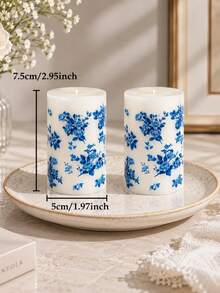 3/1pc White Cylindrical Blue Patterned Candles, Up To 3.93 Inches Long, Decorative Candle Set, Candle Ornaments, Suitable For Home Decor, Table Setting, Party, Dinner Banquet, Wedding Favors, Meditation And Relaxation - Multiple Styles - View 9