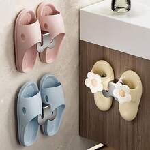 Grey Wall-Mounted No-Drill Slipper Rack, Alloy Dual-Slot Slipper Storage Rack, Breathable Draining Shoe Rack For Bathroom, Strong Load-Bearing Space-Saving Organizer, Suitable For Bathroom, Bedroom, Entryway, Dormitory, Home Decor, Room Decor, Bedroom Decor, Bathroom Decor - Multicolor - View 7
