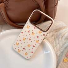 GUCADI, A Cute Cartoon Cat Pattern Phone Case, Suitable For Apple 18 Pro Max, 17, 15, 16 And Other Models, Designed In Style, Cartoon Soft Shell, Perfect For Gifting To Best Friends, Cute, Sweet, Girly, Creative, Cartoon Style, Adorable, Niche, Style. - Pear White - View 4