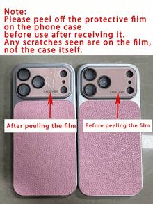 Luxury Lychee Pattern Faux Leather Large Window Phone Case Compatible WIth IPhone 18 Pro Max 18 Pro 17Pro Max 17Pro 17 16Pro Max 16Pro 15Pro Max 15Pro 13Pro Max 14 Pro 16 15 14 13 Lens Protection Shockproof Back Cove - Purple - View 4