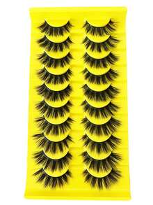 2026 New 10 Pairs Cat Eye False Eyelashes, Natural Soft Long Style, Transparent Stem, Cartoon Style, Suitable For Exaggerated Makeup, Reusable, Easy To Wear, Create Natural Makeup Effect, Suitable For Daily, Party, Wedding, Holiday And Other Occasions - Black - View 8