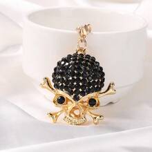 1pc Cool Jewelry Skull Rhinestone Car Keychain Key Ring Key Chain Gift Metal Pendant Halloween Party Keychain Autumn - Multicolor - View 8