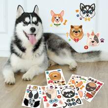 somoving 6/12pcs Cartoon Dog Stickers For Kids, DIY Dress-Up Stickers, Holiday Party Favor Bag Fillers, Classroom Craft Stickers - Multicolor - View 3