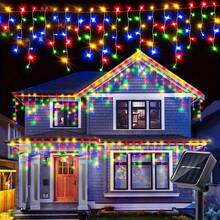 Highly Attractive Outdoor Holiday Lighting, This Solar Powered Wave Ice String Light Specification 4m*0.6m, Equipped With 96 LED Beads, Supports Warm Light, White Light, And Colorful Three Light Colors Switchable At Will. The Wave-Shaped Design With Fluid And Soft Lines Creates A Rich Layered Effect After Hanging, Easily Beautifying Outdoor Spaces. Solar Powered, Automatically Stores Energy From Sunlight During The Day And Turns On Automatically At Night, No External Power Source Required, Simple Installation Without Wiring. - Solar Icicle Lights - View 10