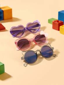 1set 3pcs Kids 3-8Y Heart & Cat Ear PC Frame Fashion Glasses, Cute Style For Party & Vacation With Glasses Box - Multicolor - View 7