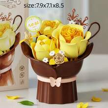 Hand-Held Fresh Flower Series, Small Size, Mini Building Block Toy Set, ABS Material. 9pcs Discount Gift Box Set, Includes: Rose, Sunflower, Tulip, Camellia, DIY Educational Puzzle Assembly Handmade Gift. Halloween, Christmas And Other Major Holiday Discount Gift. - Multicolor - View 10