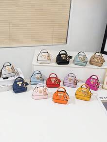 CHARM INFINITE Multi-Color Mini Handbag Shaped Keychain Pouch, Faux Leather Zipper Coin Purse With Metal Lock And Tassel Charm, Portable Earphone Storage Bag, Fashion Bag Pendant Keychain Accessory For Women And Girls Daily Decoration - Multicolor - View 2