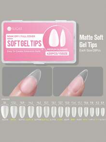 UR SUGAR 420pcs Matte Soft Gel Nail Tips Full Cover False Nail Tips For Acrylic Nail Extensions Short Almond Artificial Nails - Clear - View 12