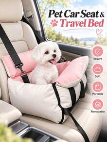 Pet Car Seat For Small Dogs & Cats, Portable Travel Carrier & Hand Carry Dog Bed, Detachable Washable Pet Booster Seat, Soft Car Safety Bed For Travel - Multicolor - View 6