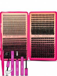 Set Bulu Mata Palsu Campuran Desliy, Kit Ekstensi Bulu Mata Lengkap dengan Perekat, Penyegel, Penghapus, dan Pinset, Bulu Mata Palsu Halus dan Lembut Lengkung D 8-16mm, Efek Riasan Berkualitas Salon DIY - Rose Red - View 10