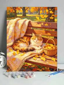 Cat On Park Bench DIY Digital Oil Painting, Adult Beginner Handmade, Canvas Art Wall Decor, Holiday Gift, Includes Painting Tools - Sets - View 2